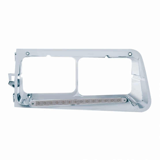 14 LED Headlight Bezel For 1989-2009 Freightliner FLD - Passenger - Amber LED/Clear Lens