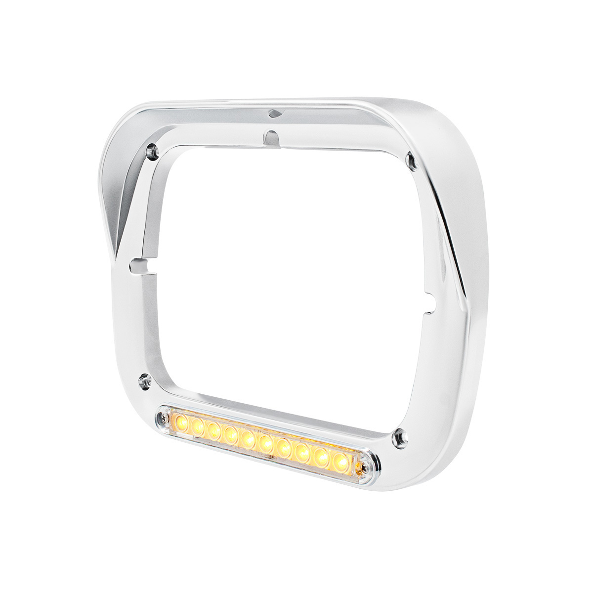 10 LED 5" x 7" Headlight Bezel With Visor - Amber LED/Clear Lens - Thumbnail 3