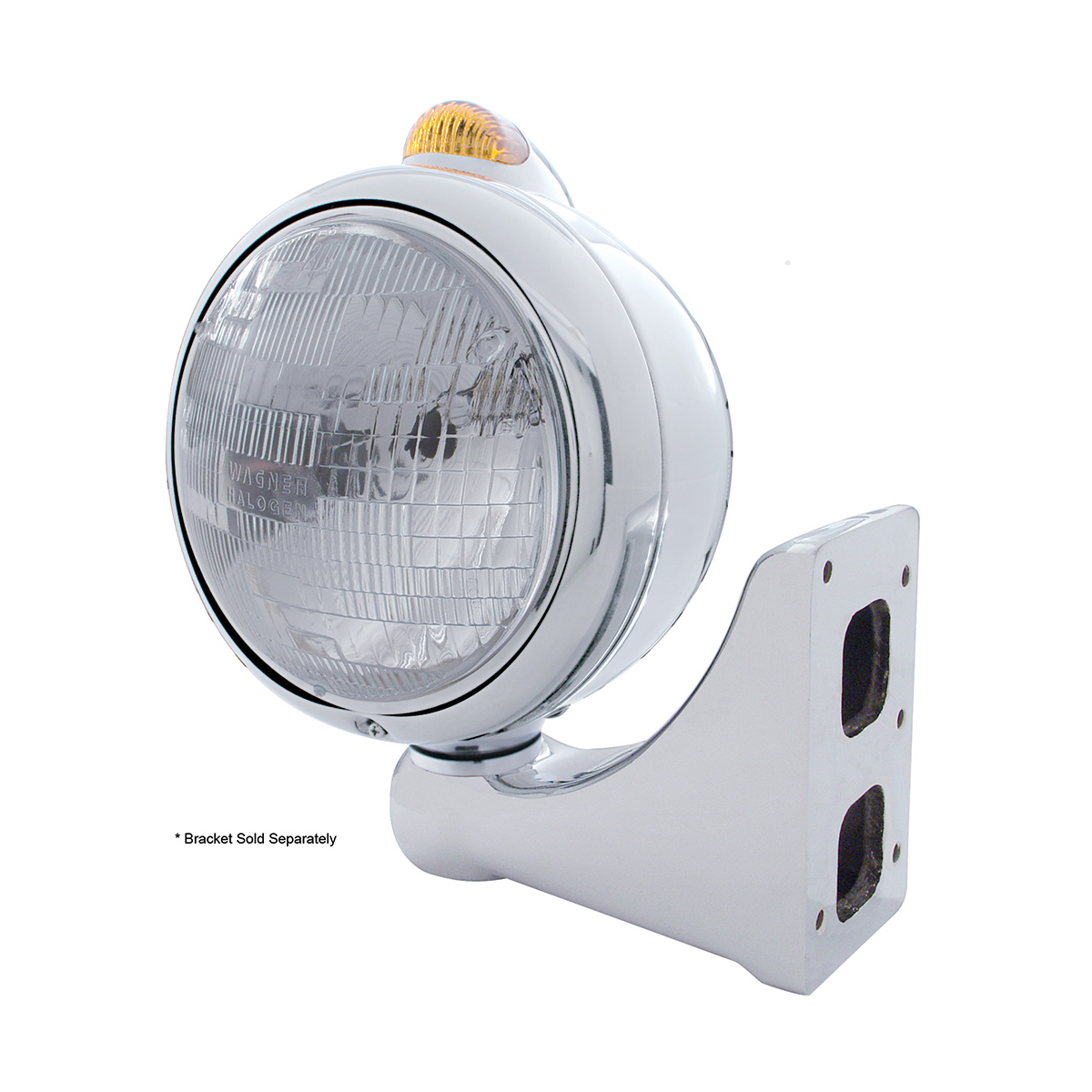 Stainless Steel Guide 682-C Headlight H6024 & Dual Mode LED Signal - Amber Lens - Thumbnail 4