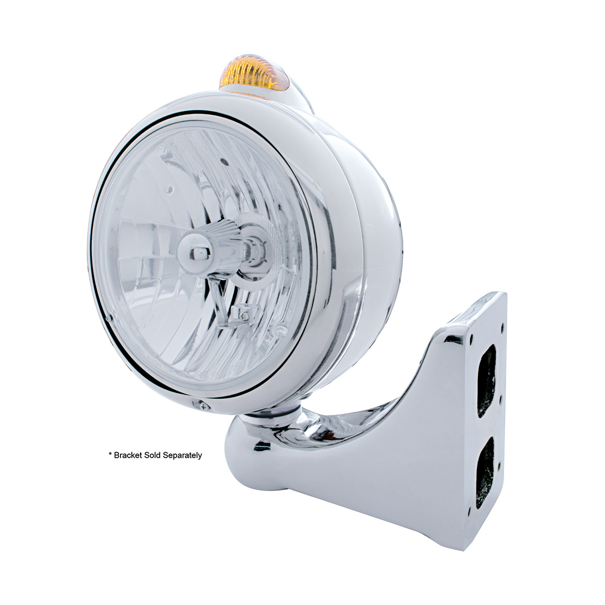 Stainless Steel Guide 682-C Headlight Crystal H4 & Dual Mode LED Signal - Amber Lens - Thumbnail 4