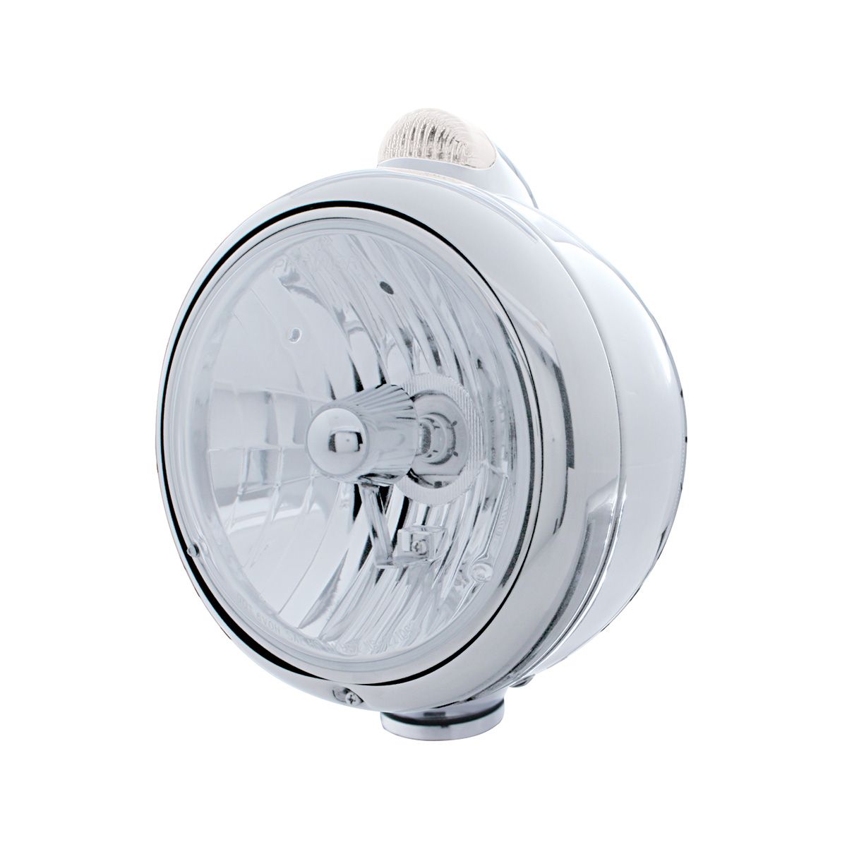 Stainless Steel Guide 682-C Headlight Crystal H4 & Dual Mode LED Signal - Clear Lens