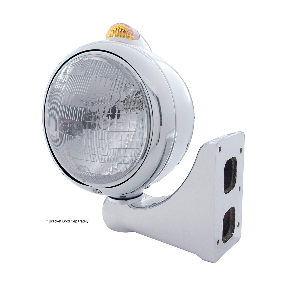 Chrome Guide 682-C Headlight H6024 & Dual Mode LED Signal - Amber Lens - Thumbnail 4