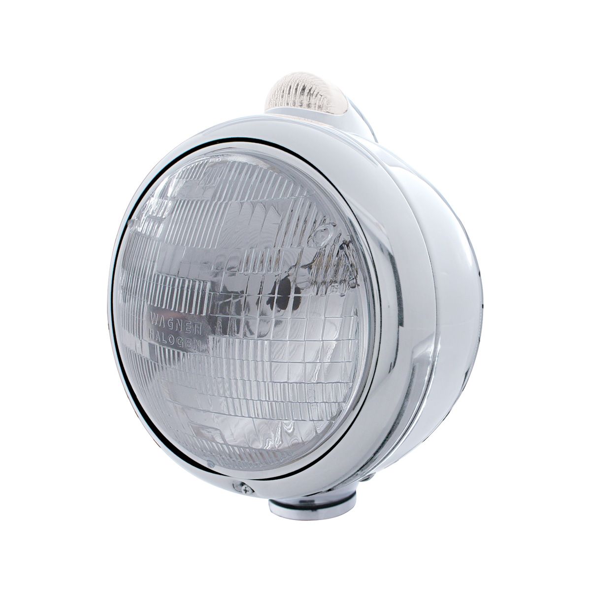 Chrome Guide 682-C Headlight H6024 & Dual Mode LED Signal - Clear Lens