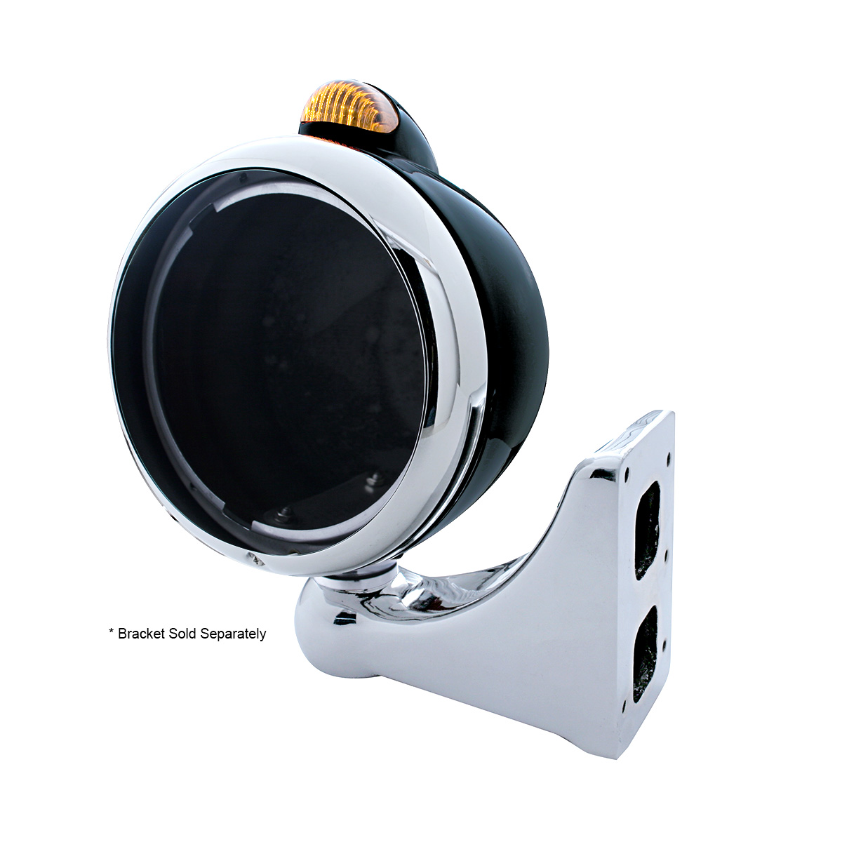 Black Guide 682-C Headlight No Bulb With Dual Mode LED Signal - Amber Lens - Thumbnail 4