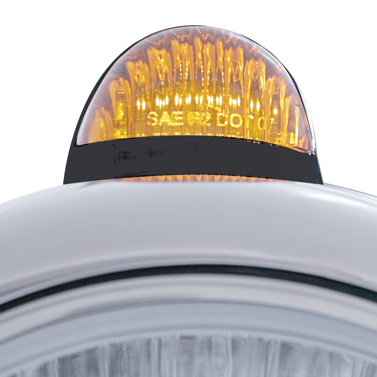 Black Guide 682-C Headlight H4 With Amber LED & Dual Mode LED Signal - Amber Lens - Thumbnail 2