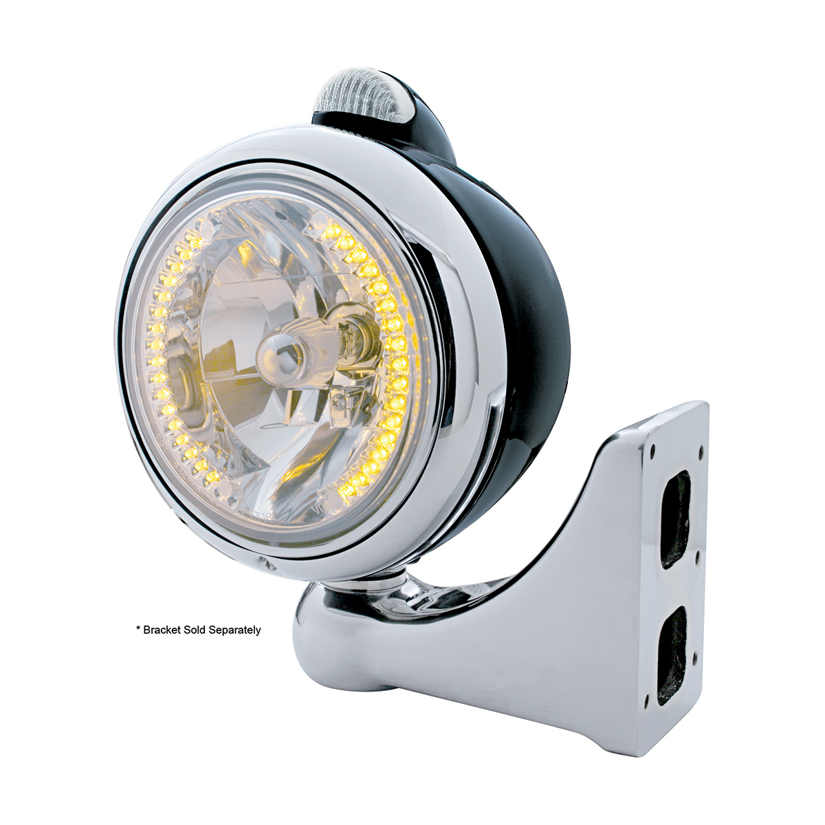 Black Guide 682-C Headlight H4 With Amber LED & Dual Mode LED Signal - Clear Lens - Thumbnail 4