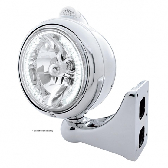 Stainless Steel Guide 682-C Headlight H4 With White LED & LED Signal - Clear Lens - Thumbnail 2
