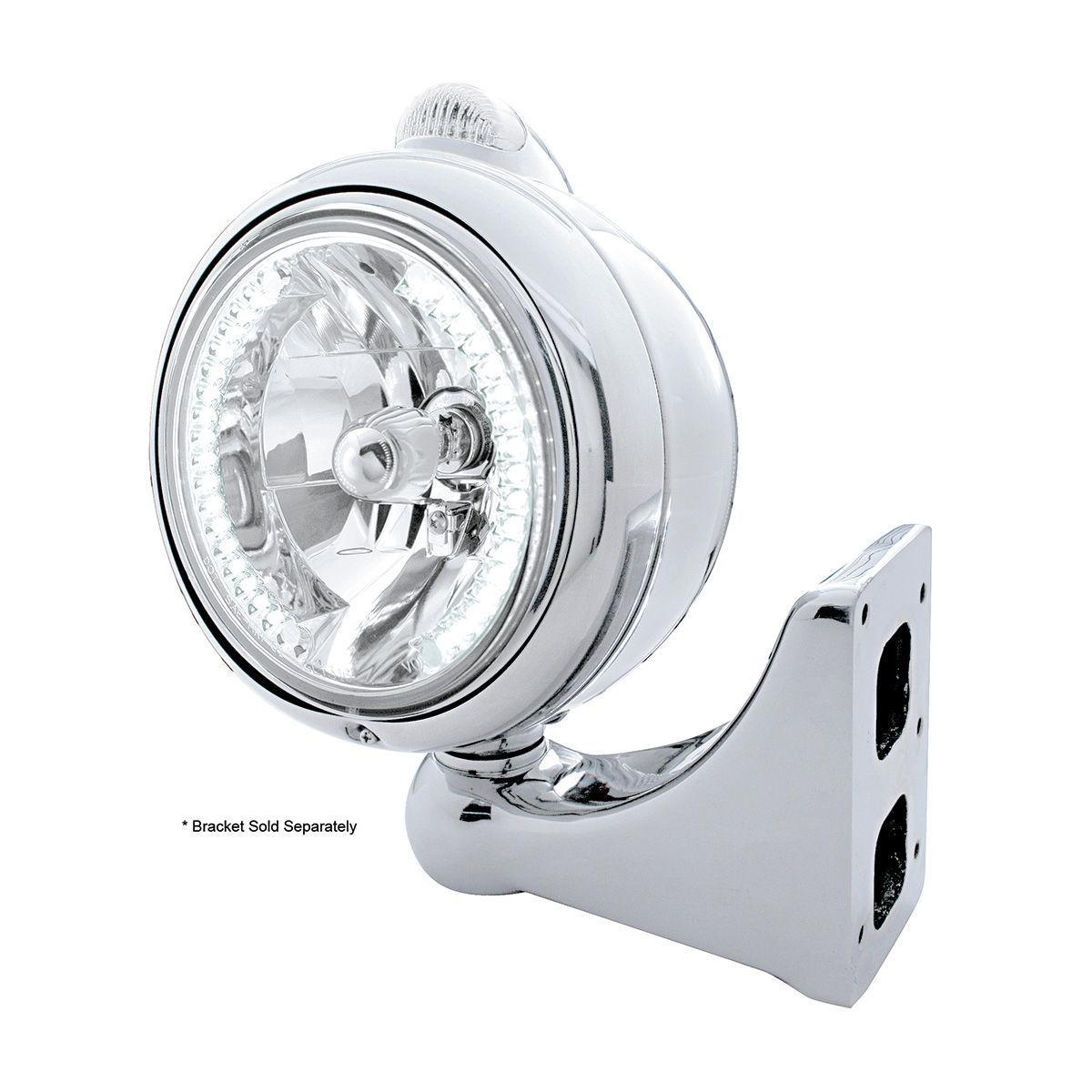 Chrome Guide 682-C Headlight H4 With White LED & Dual Mode LED Signal - Clear Lens - Thumbnail 4