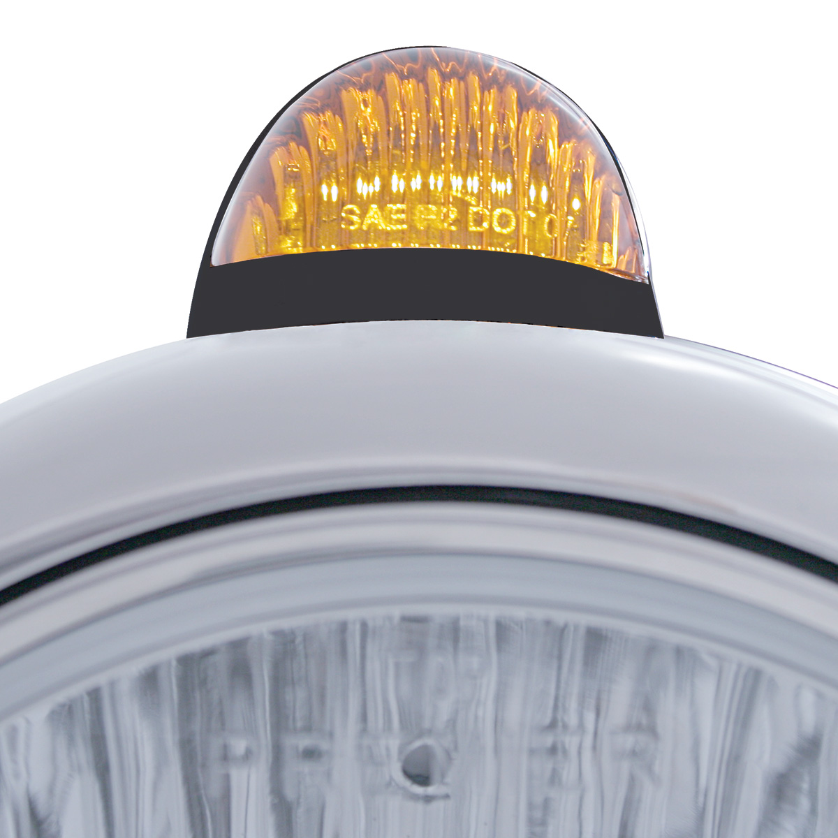 Black Guide 682-C Headlight H4 With White LED & Dual Mode LED Signal - Amber Lens - Thumbnail 2