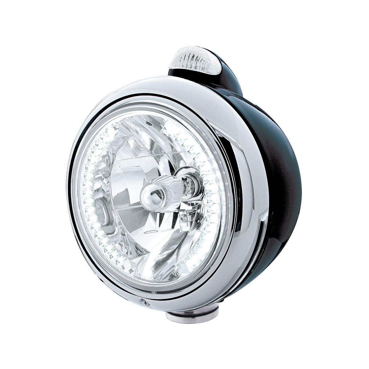 Black Guide 682-C Headlight H4 With White LED & Dual Mode LED Signal - Clear Lens - Thumbnail 5
