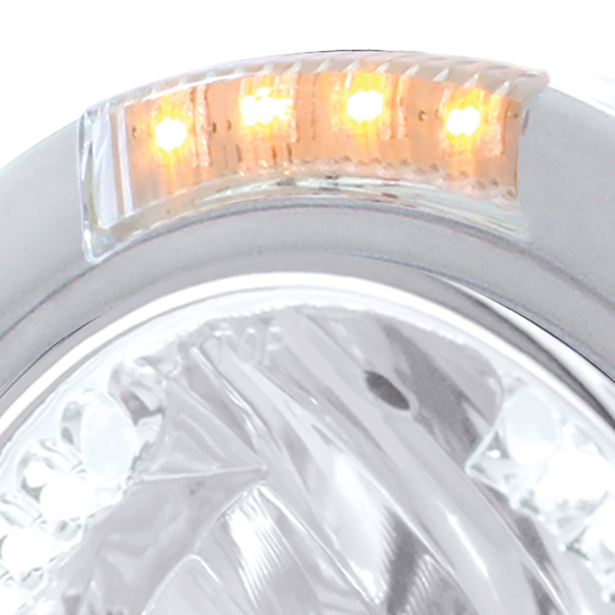 Stainless Steel Bullet Half Moon Headlight H4 With White LED & Dual Mode LED Signal-Clear Lens - Thumbnail 2