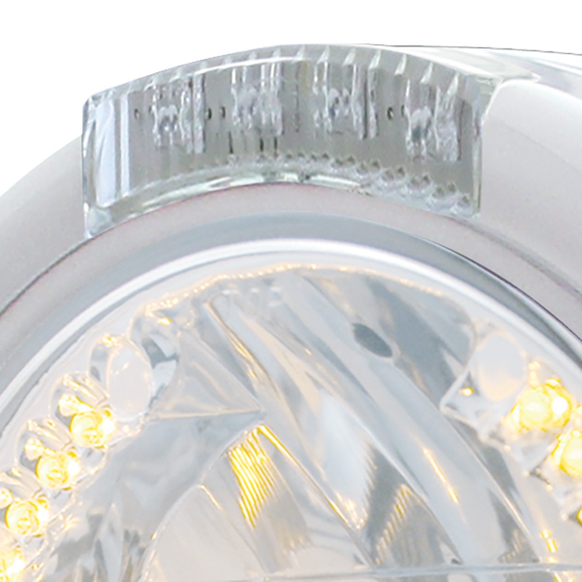 Stainless Steel Classic Half Moon Headlight H4 With Amber LED & Signal - Clear Lens - Thumbnail 2