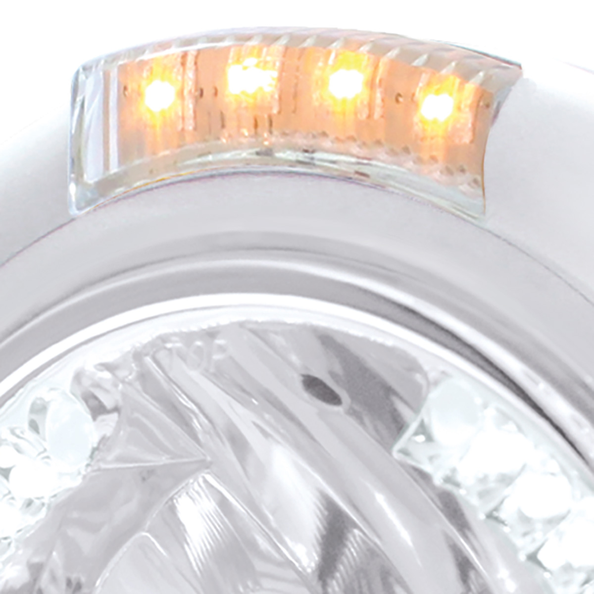 Stainless Steel Classic Headlight H4 With 34 White LED & Dual Mode LED Signal - Clear Lens - Thumbnail 2
