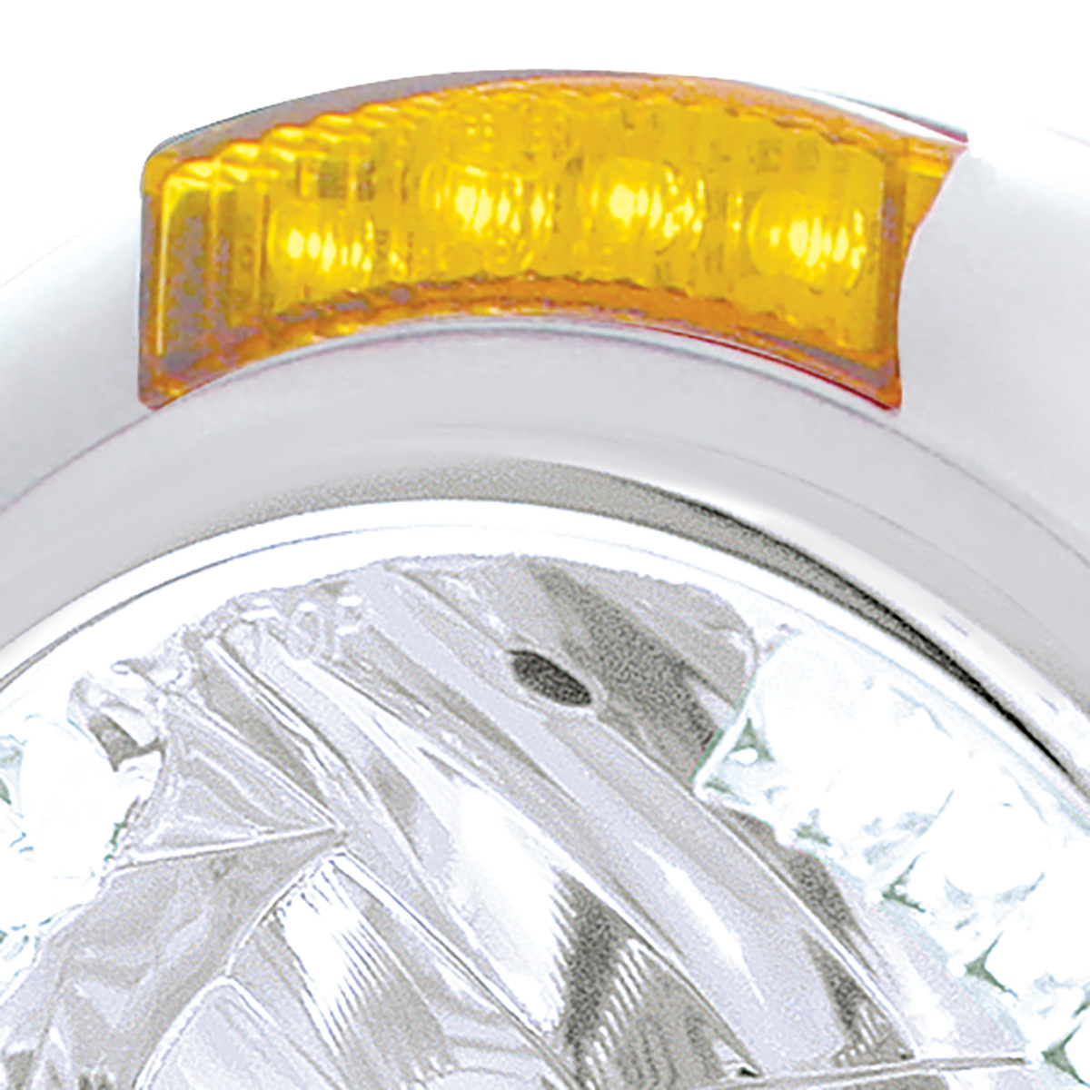 Chrome Classic Headlight H4 With 34 White LED & Dual Mode LED Signal - Amber Lens - Thumbnail 2