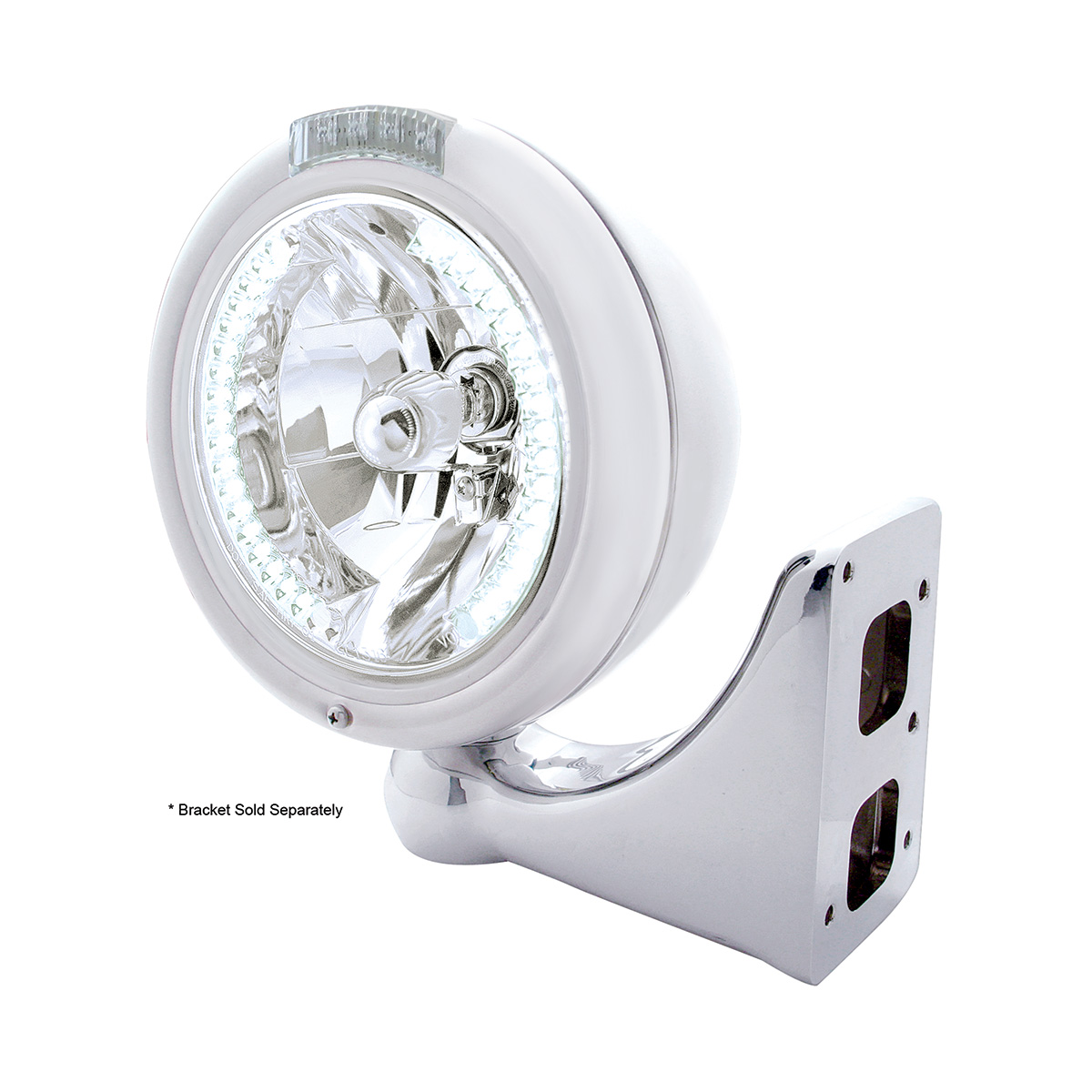 Chrome Classic Headlight H4 With 34 White LED & Signal - Clear Lens - Thumbnail 4