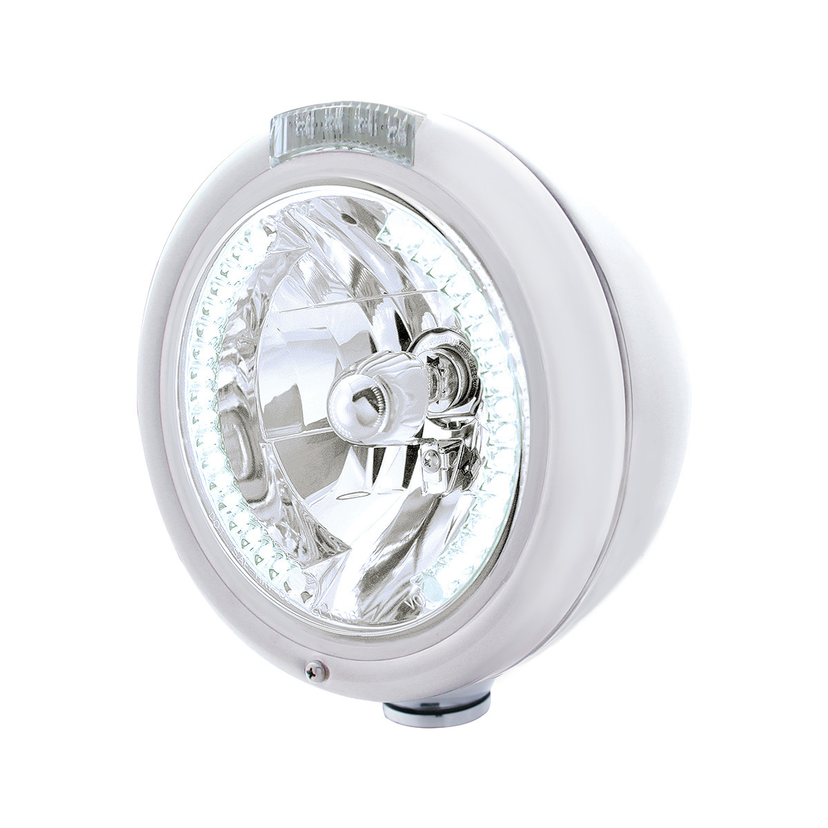 Chrome Classic Headlight H4 With 34 White LED & Signal - Clear Lens - Thumbnail 6