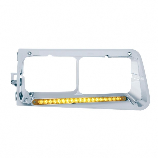 19 LED Headlight Bezel For 1989-2009 Freightliner FLD - Passenger - Amber LED/Amber Lens