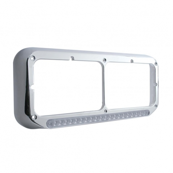 Rectangular Dual Headlight Bezel With LED Sequential Light Bar (Passenger) - Amber LED/Clear Lens - Thumbnail 2