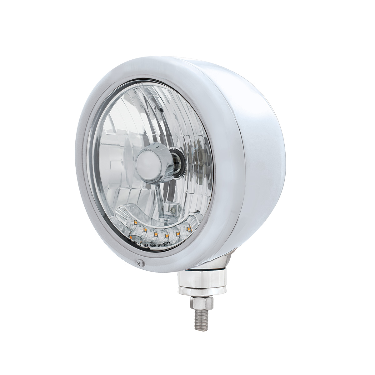 Chrome Classic Headlight H4 Bulb With 6 Amber LED - Thumbnail 2