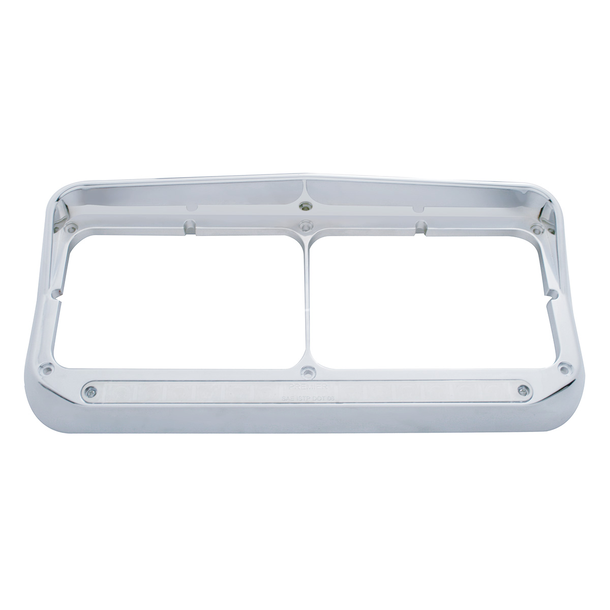 14 LED Chrome Rectangular Dual Headlight Bezel With Visor - Red LED/Clear Lens - Thumbnail 2