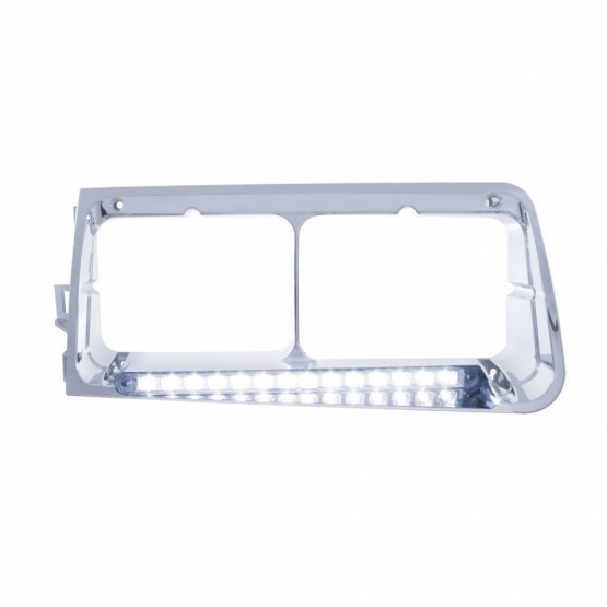 14 LED Headlight Bezel For 1989-2009 Freightliner FLD - Driver - White LED/Clear Lens