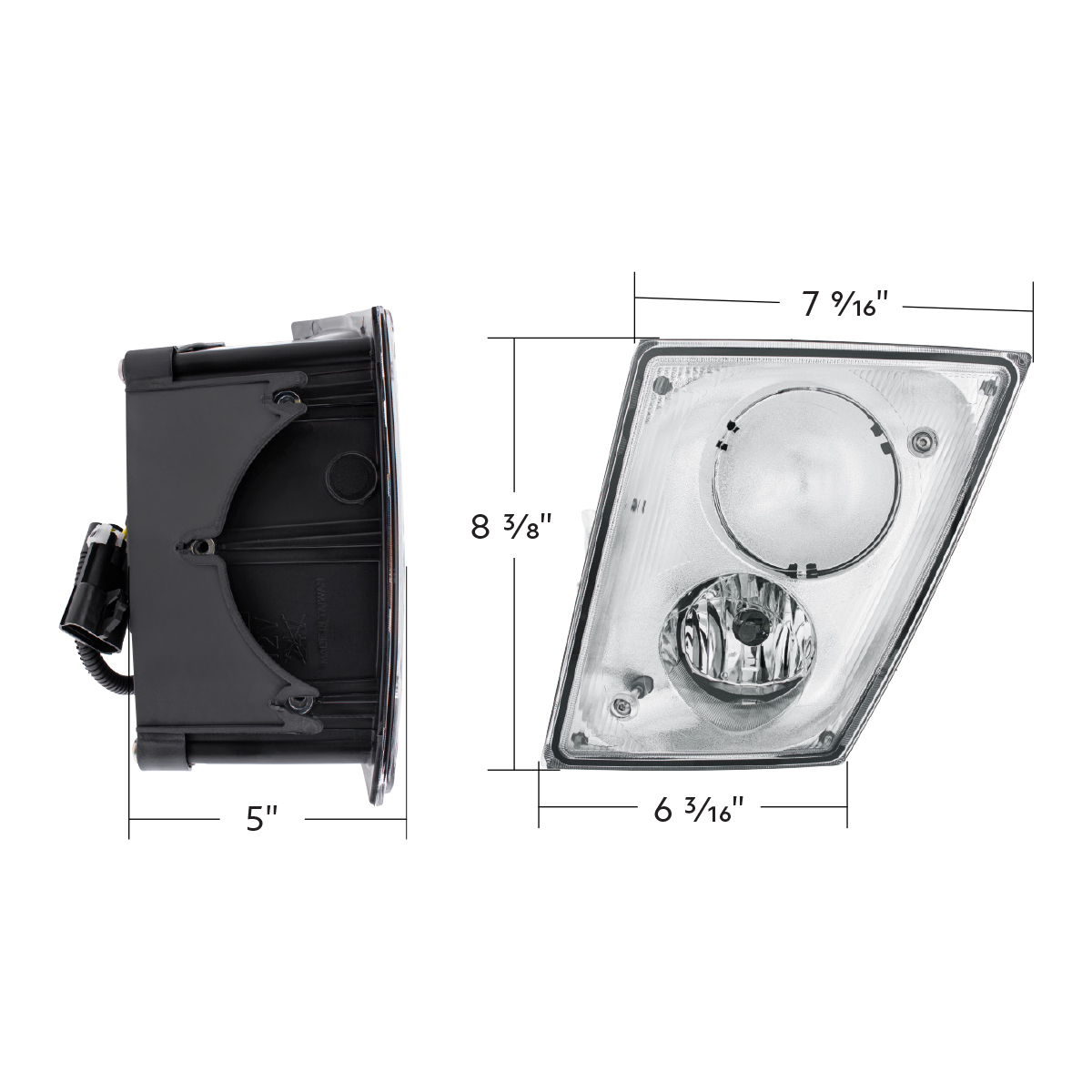 Chrome Fog Light Assembly For 2003-2017 Volvo VN/VNL - Driver - Thumbnail 8