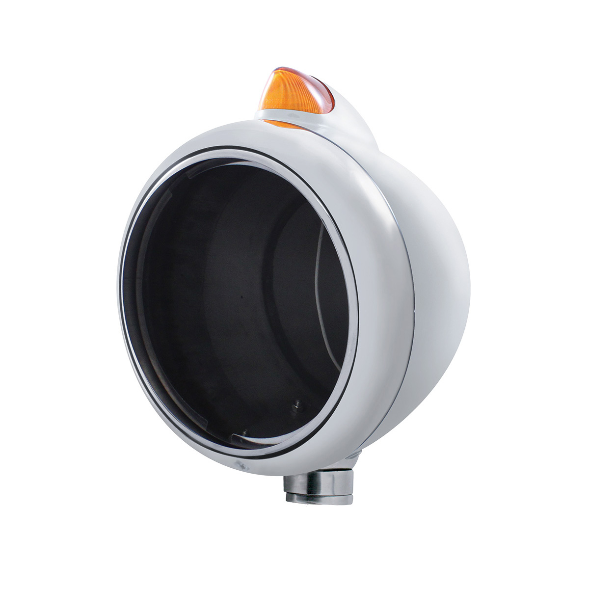 Stainless Steel Guide 682-C Headlight No Bulb & Original Style LED Signal-Amber Lens - Thumbnail 2