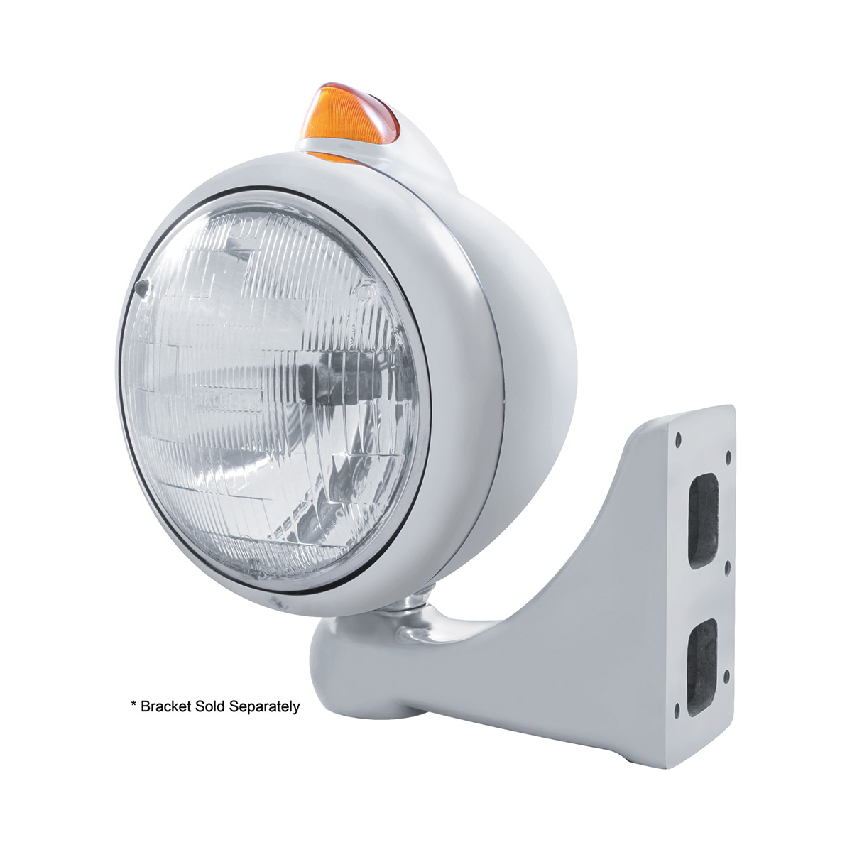 Stainless Steel Guide 682-C Headlight H6024 & Original Style LED Signal - Amber Lens - Thumbnail 3