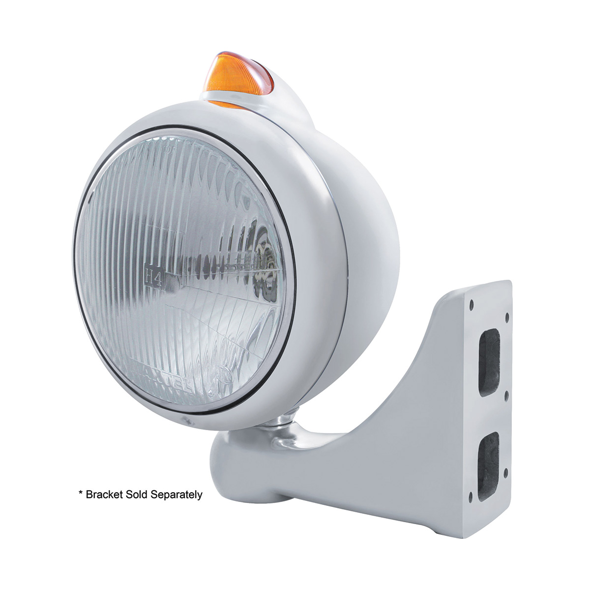 Stainless Steel Guide 682-C Headlight H4 & Original Style LED Signal - Amber Lens - Thumbnail 3