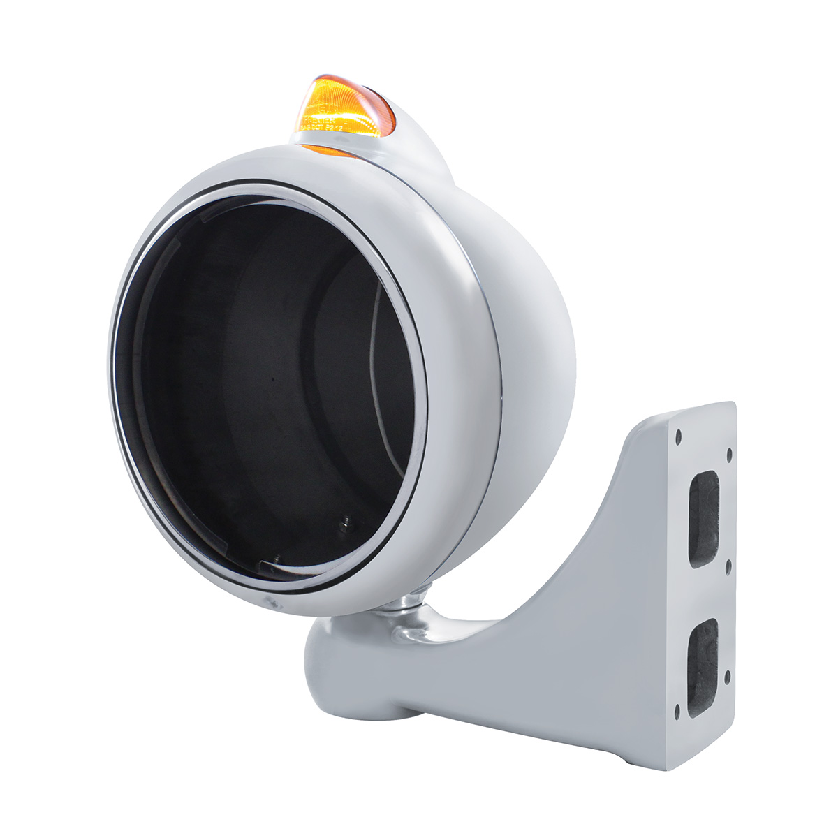 Chrome Guide 682-C Headlight No Bulb With Original Style LED Signal - Amber Lens - Thumbnail 4