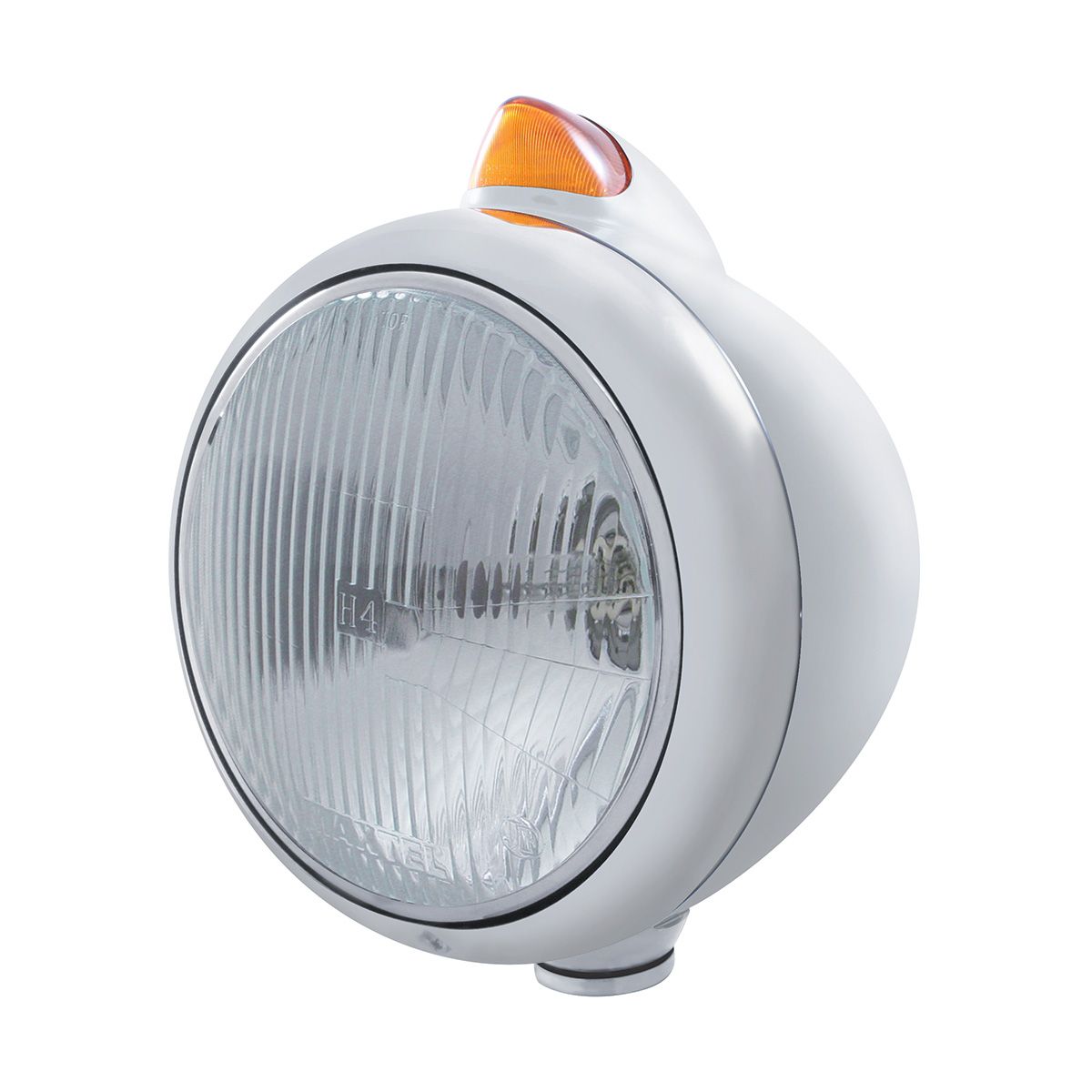 Chrome Guide 682-C Headlight H4 & Original Style LED Signal - Amber Lens
