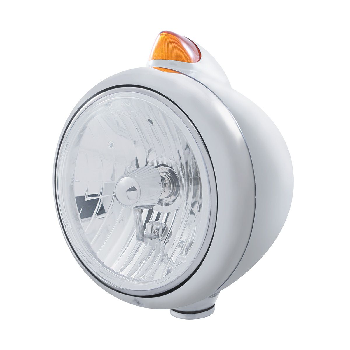 Chrome Guide 682-C Headlight Crystal H4 & Original Style LED Signal - Amber Lens
