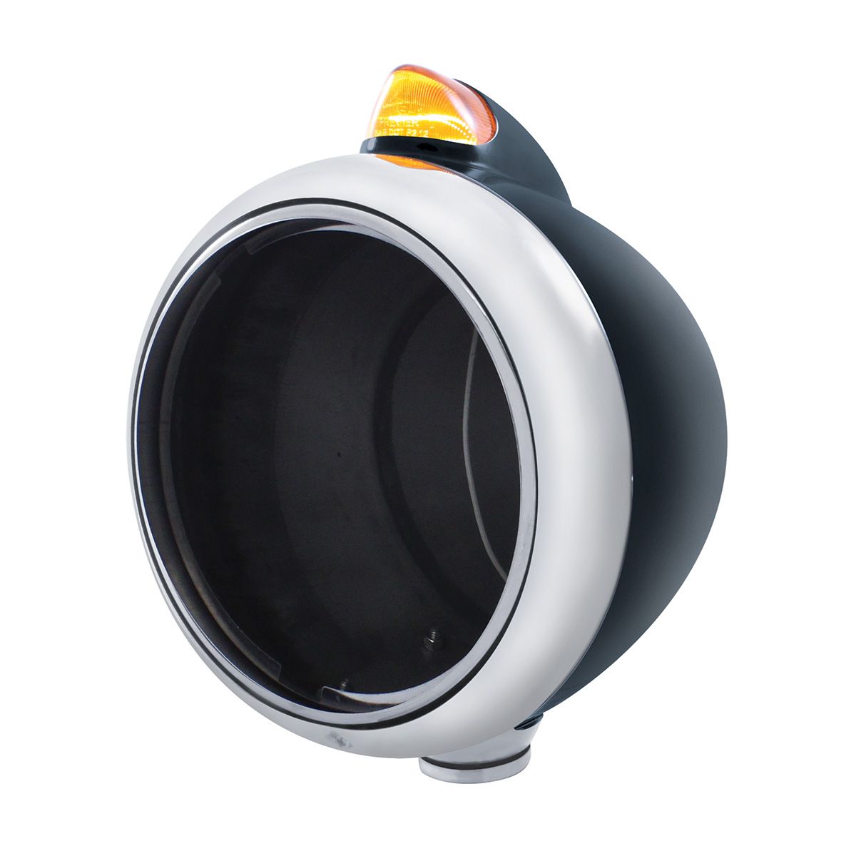 Black Guide 682-C Headlight No Bulb With Original Style LED Signal - Amber Lens