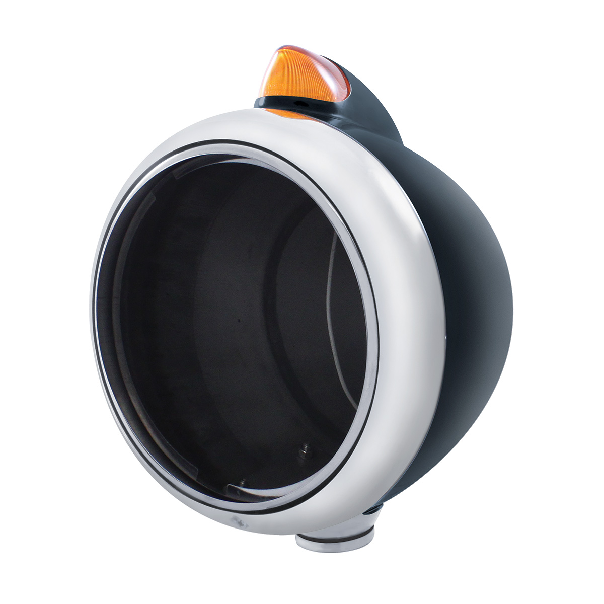 Black Guide 682-C Headlight No Bulb With Original Style LED Signal - Amber Lens - Thumbnail 2