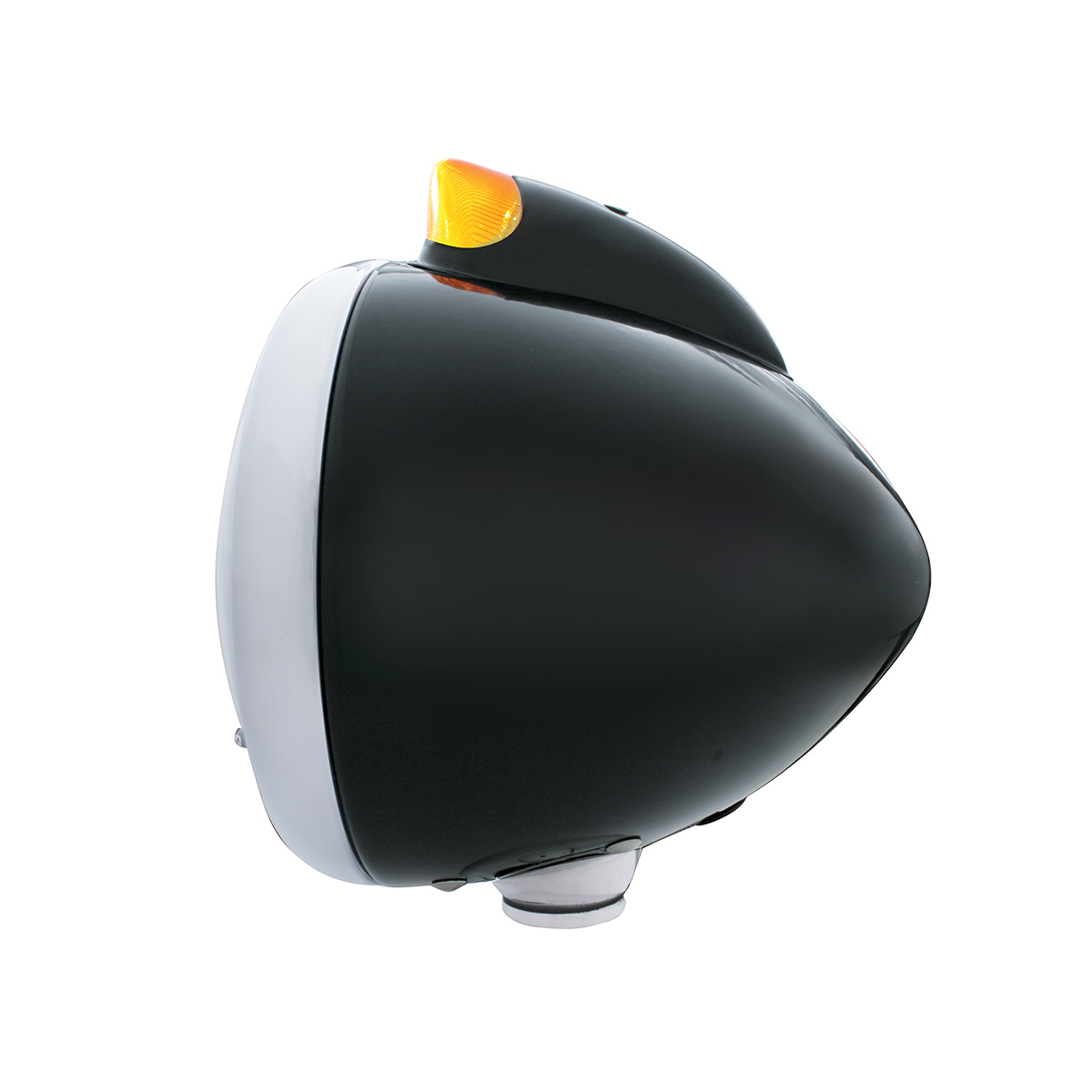 Black Guide 682-C Headlight No Bulb With Original Style LED Signal - Amber Lens - Thumbnail 3