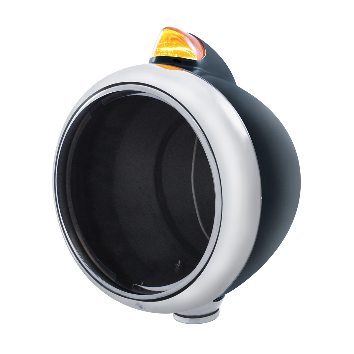 Black Guide 682-C Headlight No Bulb With Original Style LED Signal - Amber Lens - Thumbnail 7