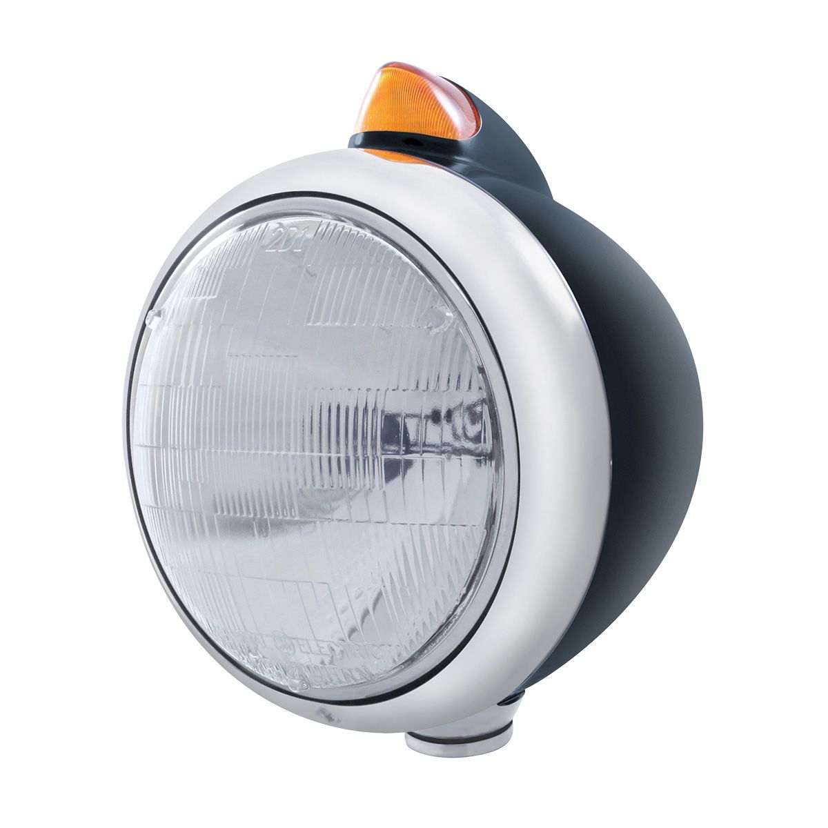 Black Guide 682-C Headlight 6014 & Original Style LED Signal - Amber Lens