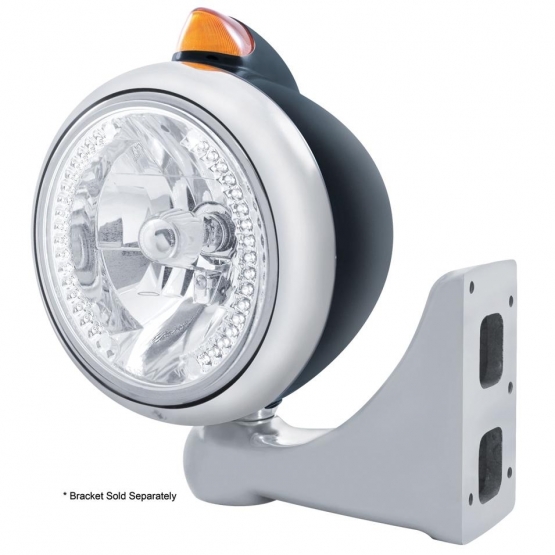 Black Guide 682-C Headlight H4 With White LED & Original Style LED Signal - Amber Lens - Thumbnail 5