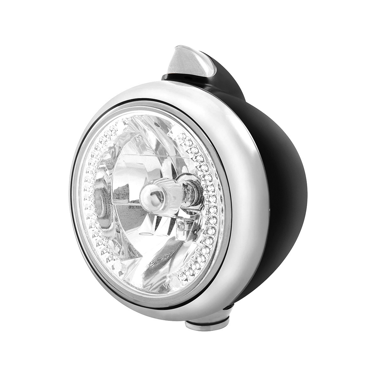 Black Guide 682-C Headlight H4 With White LED & Original Style LED Signal - Clear Lens - Thumbnail 5