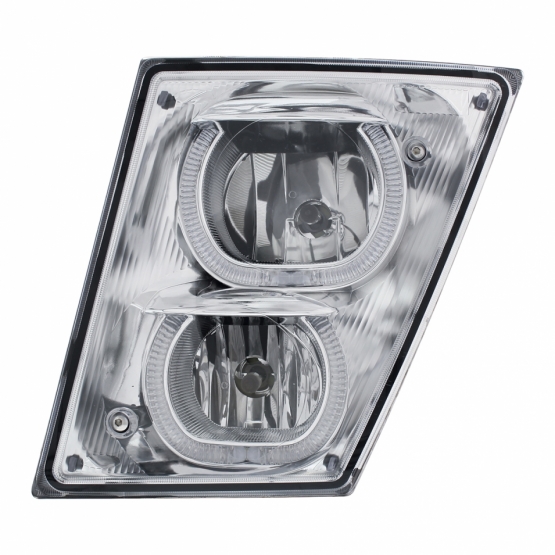 Chrome Fog/Driving Light W/White LED Light Bar For 2003-2017 Volvo VN/VNL - Driver - Thumbnail 2