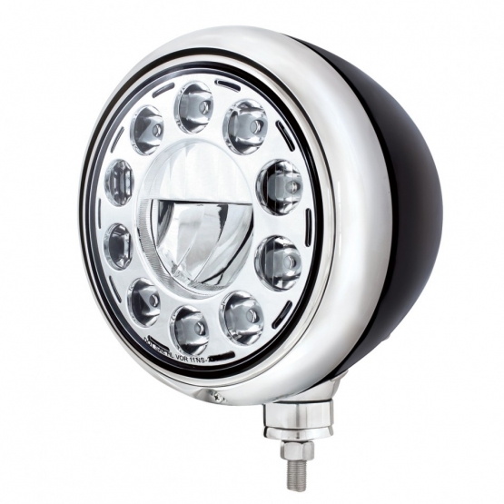 Black Guide Headlight 11 LED Bulb - Chrome
