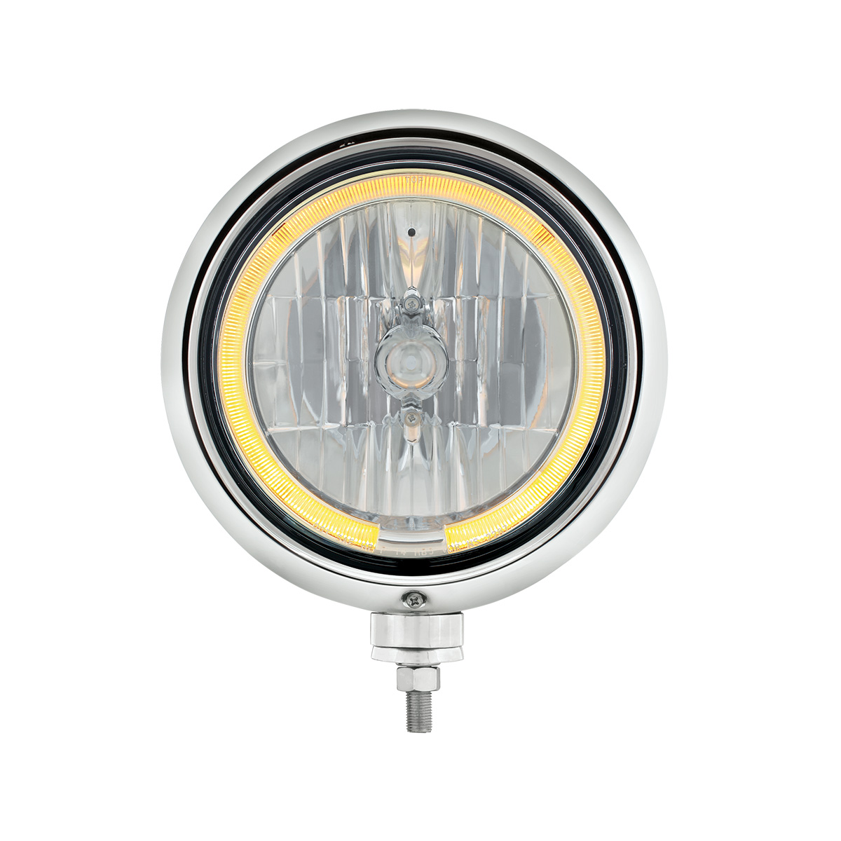 Black Guide Headlight 9007 Bulb With Amber LED Halo Rim - Thumbnail 3