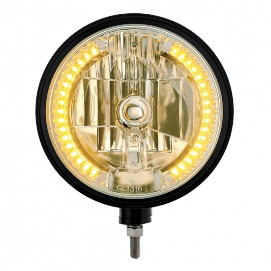 Black "Billet" Style Groove Headlight H4 Bulb With 34 Amber LED - Thumbnail 2