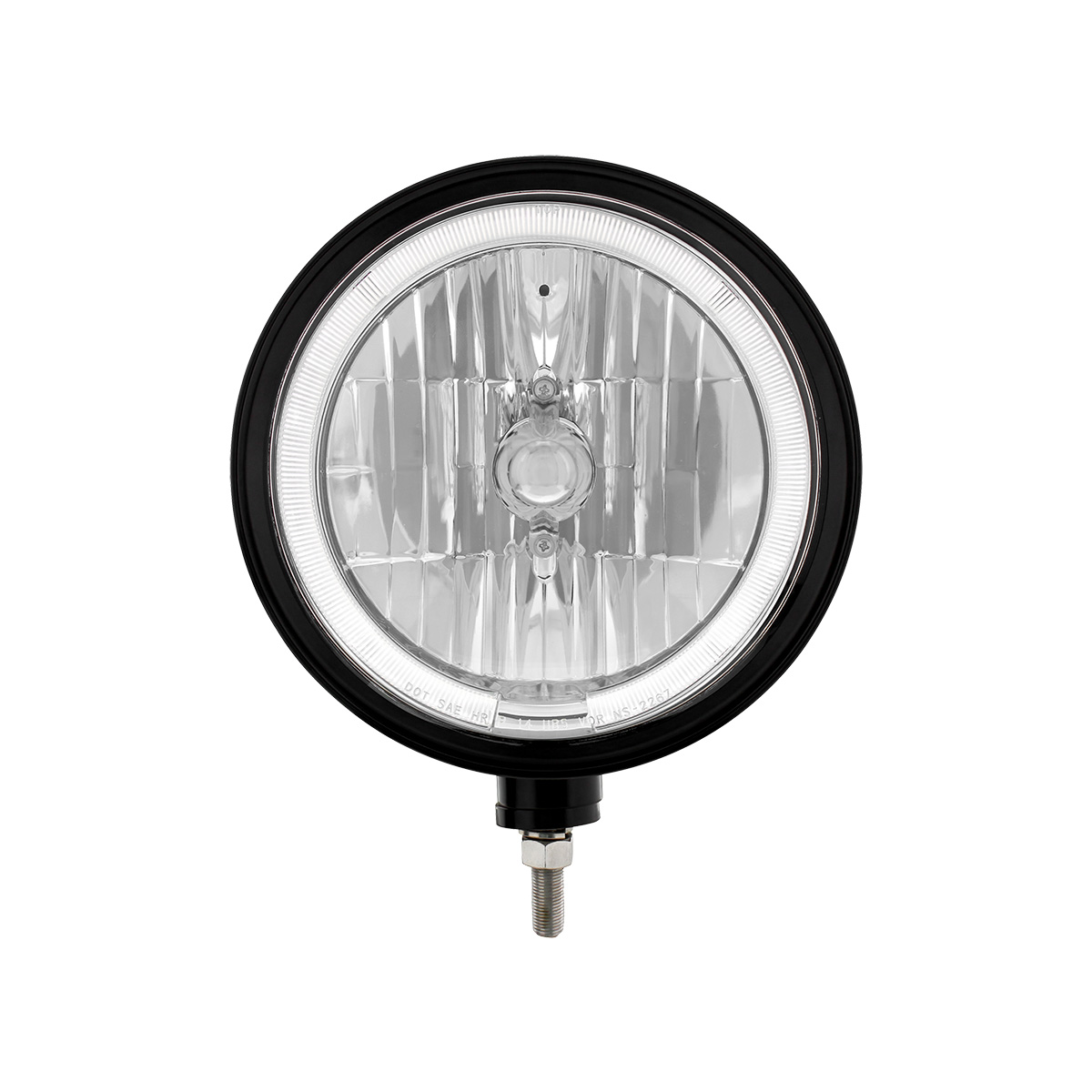 Black "Billet" Style Groove Headlight 9007 Bulb With White LED Halo Rim - Thumbnail 2