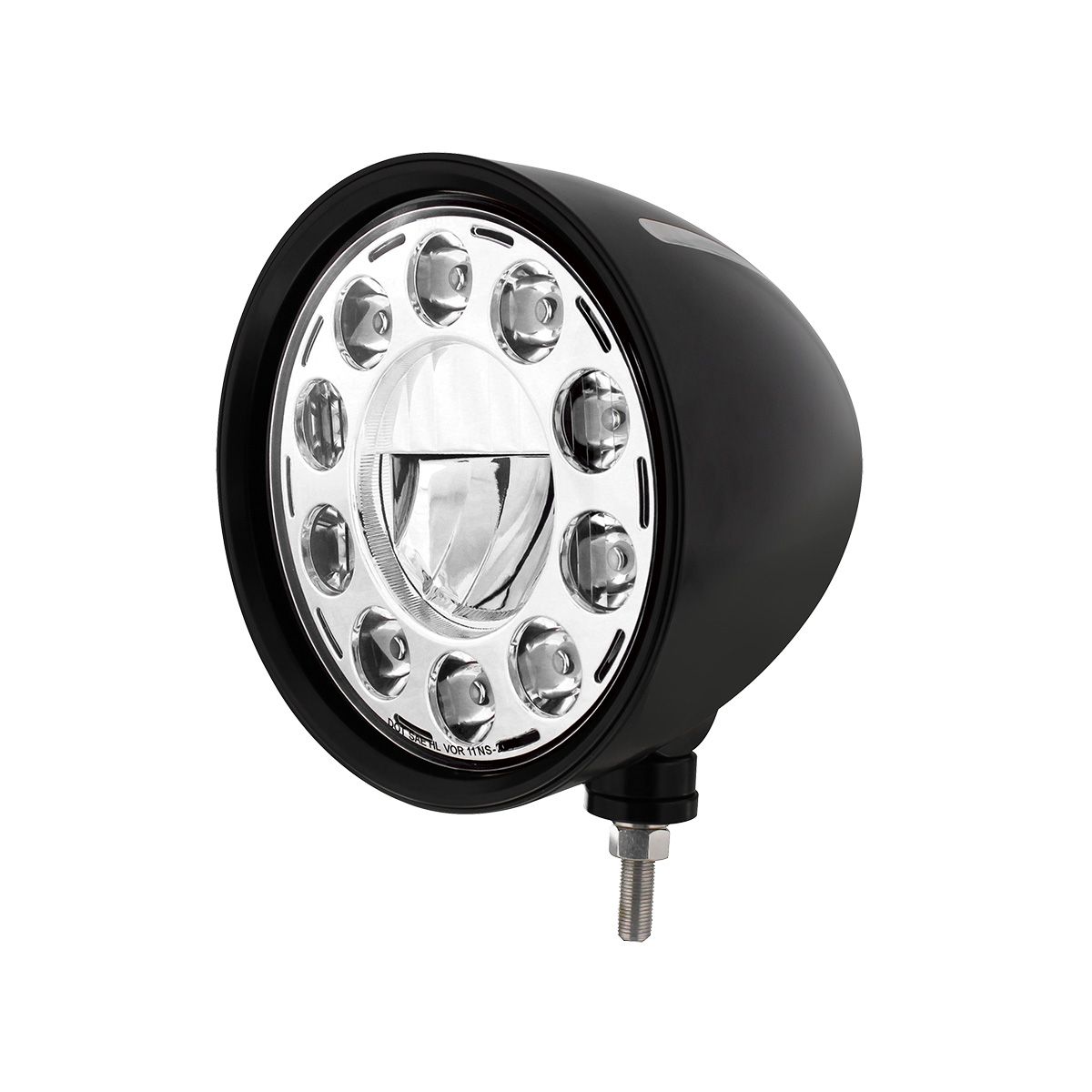 Black "Billet" Style Groove Headlight 11 LED Bulb - Chrome