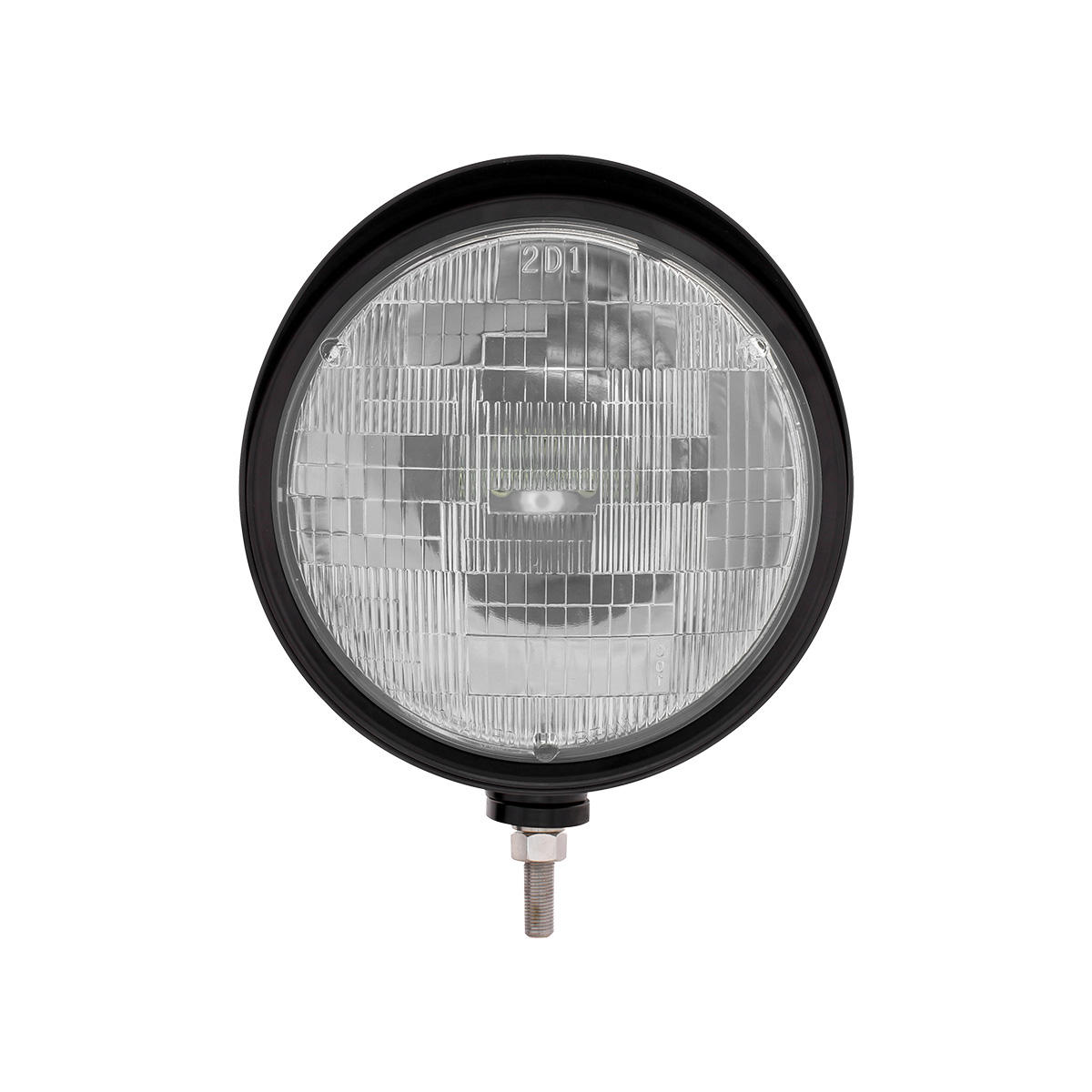 Black "Billet" Style Groove Headlight With Visor H6024 Bulb - Thumbnail 2