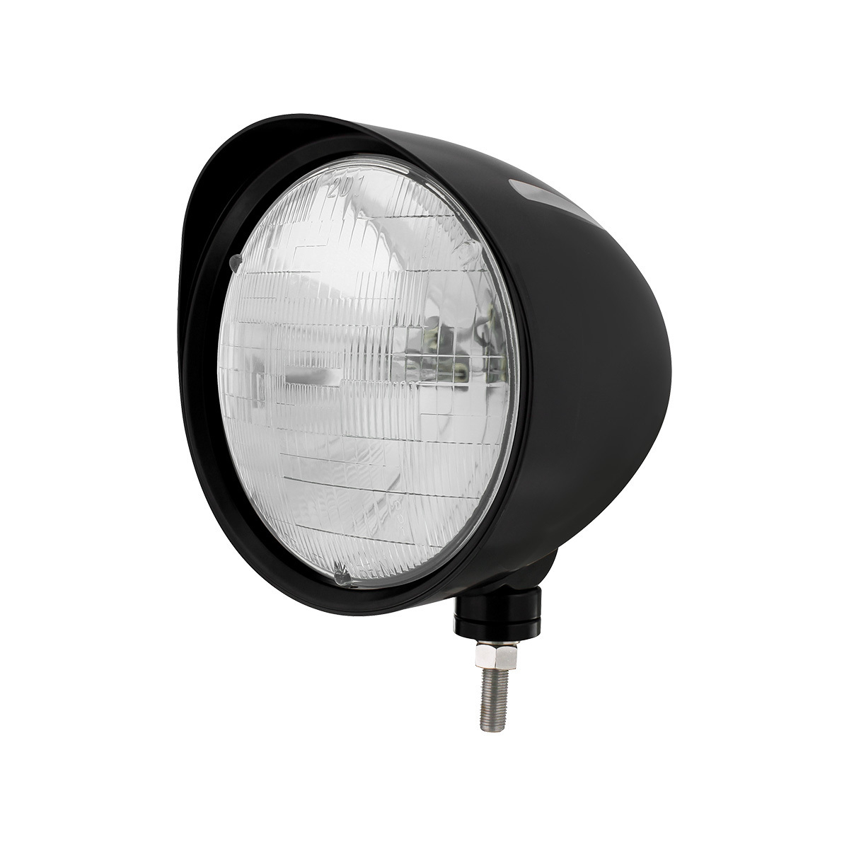 Black "Billet" Style Groove Headlight With Visor H6024 Bulb - Thumbnail 6