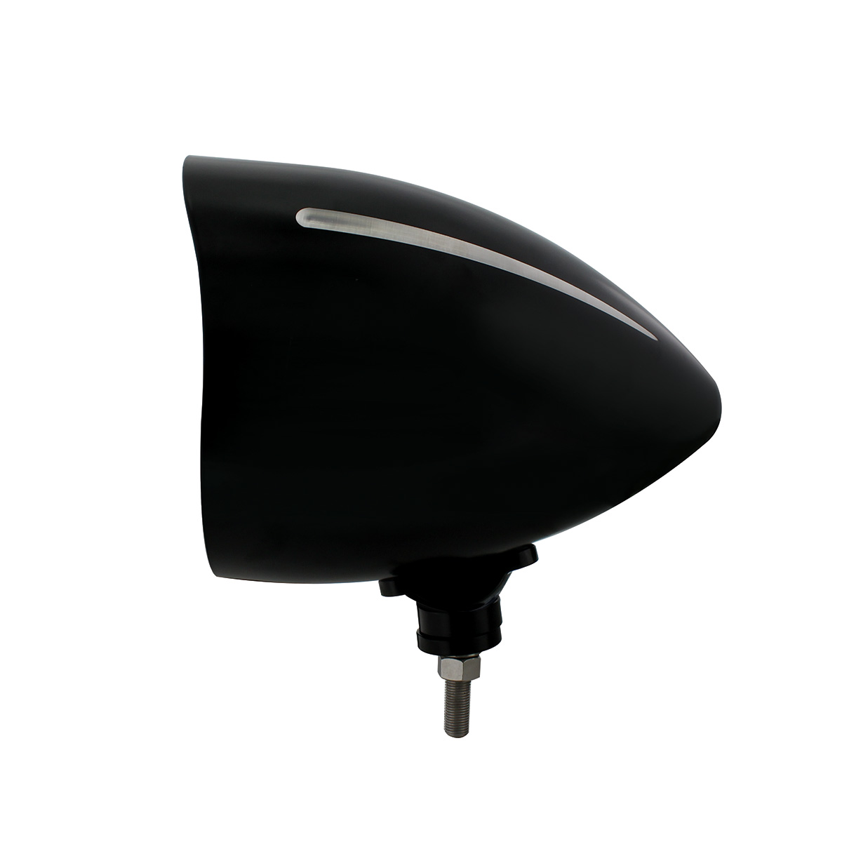 Black "Billet" Style Groove Headlight With Visor 9007 Bulb With White LED Halo Rim - Thumbnail 3