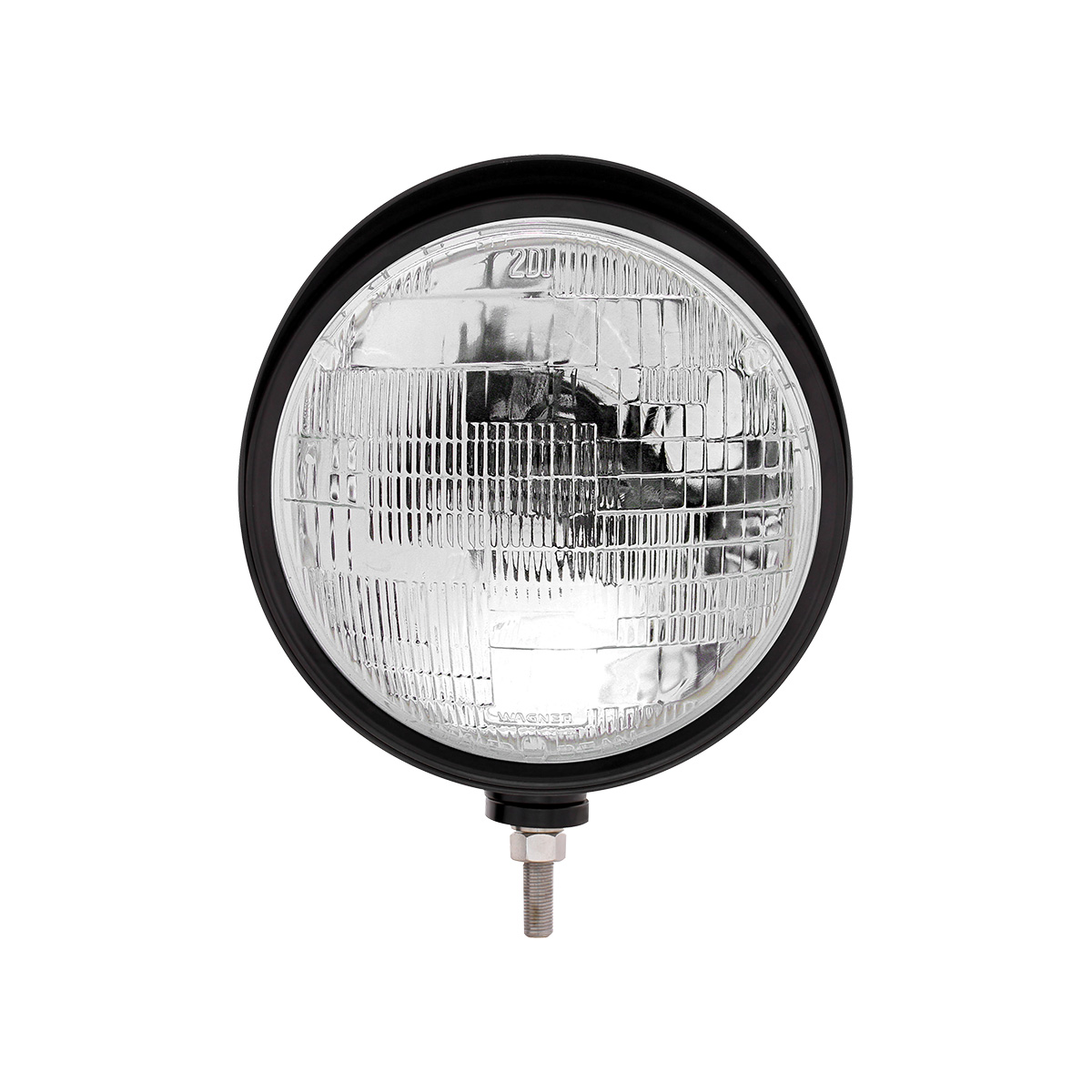 Black "Billet" Style Groove Headlight With Visor H6014 Bulb - Thumbnail 2