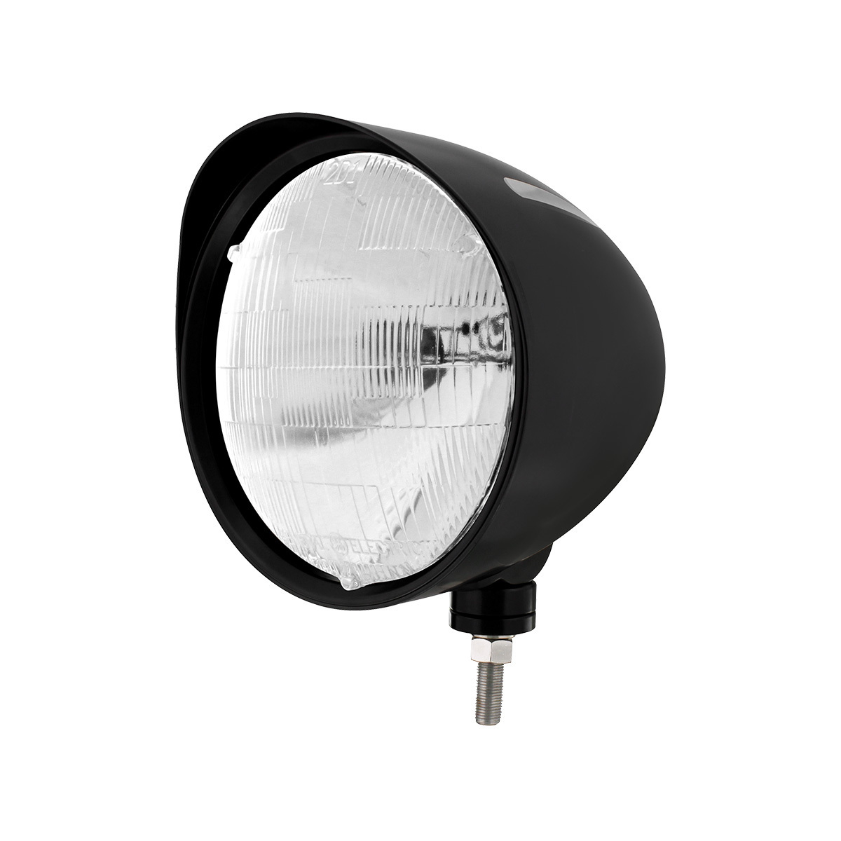 Black "Billet" Style Groove Headlight With Visor H6014 Bulb - Thumbnail 6